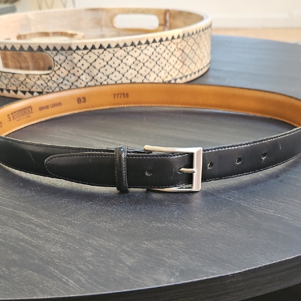 Land's End Black Leather Belt
